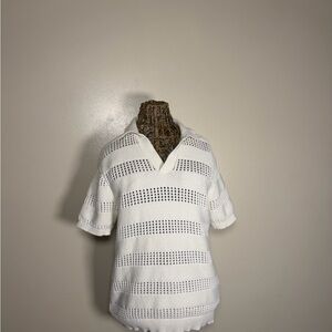 Men's White Knit Polo Shirt date night, bohomen, resort, casual